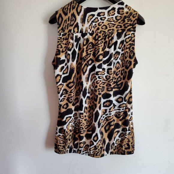 Ladies Petite SZ PM INC Black/White/Taupe Animal Print Sleeveless Knit … - Picture 3 of 3